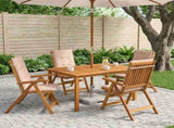 5-Piece Garden Dining Set Natural Solid Acacia Wood 3434568