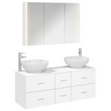 Bathroom Furniture Set 4 pcs White Engineered Wood and Glass 3406983