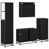 Bathroom Furniture Set 4 pcs Black Oak Engineered Wood 3402338
