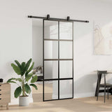 Sliding Door with Hardware Set Black 90x205 cm Tempered Glass 3375833