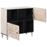 Sideboard with Storage White 80 x 33.5 x 75 cm Solid Mango Wood 4018395