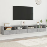 TV Wall Cabinets 2 pcs Concrete Grey 100x30x30 cm Engineered Wood 836889