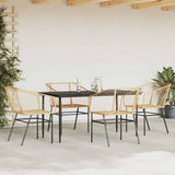 5 Piece Garden Dining Set Brown Poly Rattan Glass 3334495