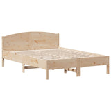 ZNTS Bed Frame without Mattress 135x190 cm Double Solid Wood Pine 3301836