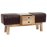 Bench 110 x 30 x 45 cm Real Leather Dark Brown 42042121