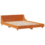 Bed Frame without Mattress Wax Brown 135x190 cm Double Solid Wood Pine 3306437