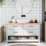 Bathroom Countertop Light Brown 140x60xcm Treated Solid Wood 3156151