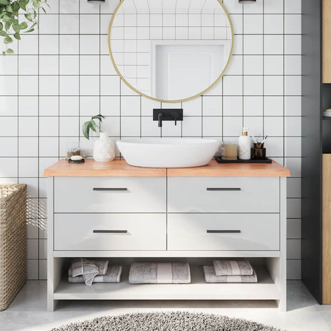 Bathroom Countertop Light Brown 140x60xcm Treated Solid Wood 3156151