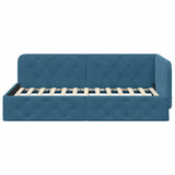 Corner Bed Frame with Headboard Blue 90 x 200 cm Velvet 42016532