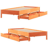 Bed Frame without Mattress Wax Brown 75x190 cm Small Single Solid Wood Pine 3301736