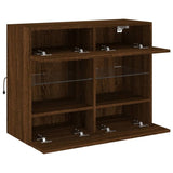 TV Wall Cabinet with LED Lights Brown Oak 78.5x30x60.5 cm 837105