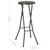 Bar Chair Set of 2 Brown HDPE Standard Foldable Bar Stool 44559