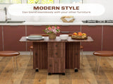 Multi-Storage Six-Person Drop Leaf Dining Table - Distressed Brown T3398P344156