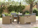 Garden Dining Set 5 pcs Beige Poly Rattan 3380613