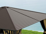 3 x 3 Metal Hardtop Gazebo, with Curtains and Accessories - Brown T3398P328435