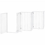 Dog Gate with Door Foldable 6 Panels White 300 cm Poplar Wood 352183