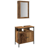 Bathroom Furniture Set with Shelf 2 pcs Brown Engineered wood 3332524