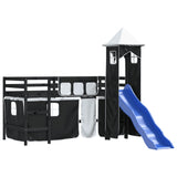 Kids' Loft Bed with Tower without Mattress White&Black 80x200cm 3207069