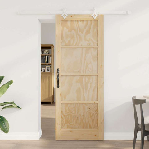Sliding Door Manual Natural and white 78 x 202 cm 3333554