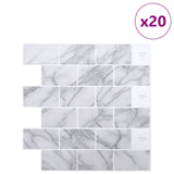 Subway Tile 20 pcs White Marble 30 x 30 cm Polyurethane and PET 42046130