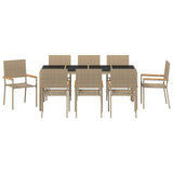 Garden Dining Set 9 pcs Beige Poly Rattan 3365401