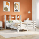 ZNTS Bookcase Bed without Mattress White 140x190cm Solid Wood Pine 3322750