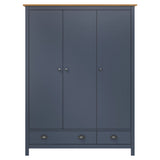 3-Door Wardrobe Hill Grey 127x50x170 cm Solid Pine Wood 288953