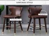 Bar Set of 2, PU Leather Vintage Counter-Height Bar Chair, Luxury European Style Kitchen T3398P328162