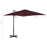 Cantilever Garden Parasol with Aluminium Pole Bordeaux Red 250x250 cm 312304