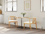 Dining Chair 2 pcs Natural and White Solid Rubberwood 42020401