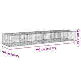 Gabion Basket with Cover 400x100x50 cm Galvanised Iron 3295181