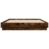 Bed Frame with LED without Mattress Smoked Oak 140x200 cm 3209797