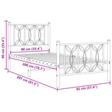 Metal Bed Frame without Mattress with Footboard White 90x200cm 376188