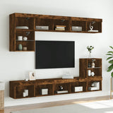 TV Cabinet with LED Lights Smoked Oak 80x30x30 cm 837149