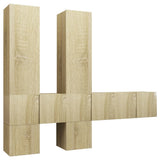7 Piece TV Cabinet Set Sonoma Oak Engineered Wood 3079033