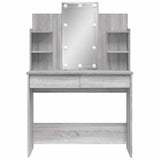 Dressing Table with LED Lights Grey Sonoma 96x40x142 cm 837898