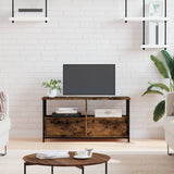 TV Cabinet Smoked Oak 90x33x45 cm Engineered Wood&Iron 831795