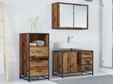Bathroom Furniture Set with Door 3 pcs Old Wood Engineered Wood 3402423