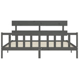 Bed Frame without Mattress Grey 200x200 cm Solid Wood Pine 3193293