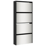 Shoe Cabinet with Mirror 4-Layer Black 63x17x134 cm 3228274