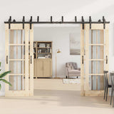 Sliding Door Hardware Kit 305 cm Steel Black 3295743