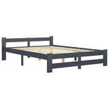 Bed Frame Dark Grey Solid Pine Wood, Plywood Double Durable 322022