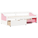 Day Bed with 3 Drawers without Mattress IRUN White&Pink 90x200 cm 3314685