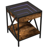 ZNTS Bedside Table with Infinity LED Smoked Oak 40x40x49 cm 3284098