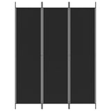 3-Panel Room Divider Black 150x200 cm Fabric 350181