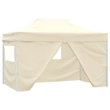 Foldable Tent Pop-Up with 4 Side Walls 3x4.5 m Cream White 42513