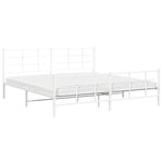 Metal Bed Frame without Mattress with Footboard White 193x203cm 355634