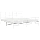 Metal Bed Frame without Mattress with Footboard White 193x203cm 355634