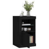 Side Cabinet with LED Lights Black Engineered Wood 836632