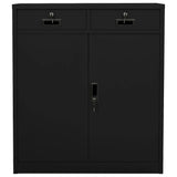 Office Cabinet Black Steel Medium Height-Adjustable Shelves 336411